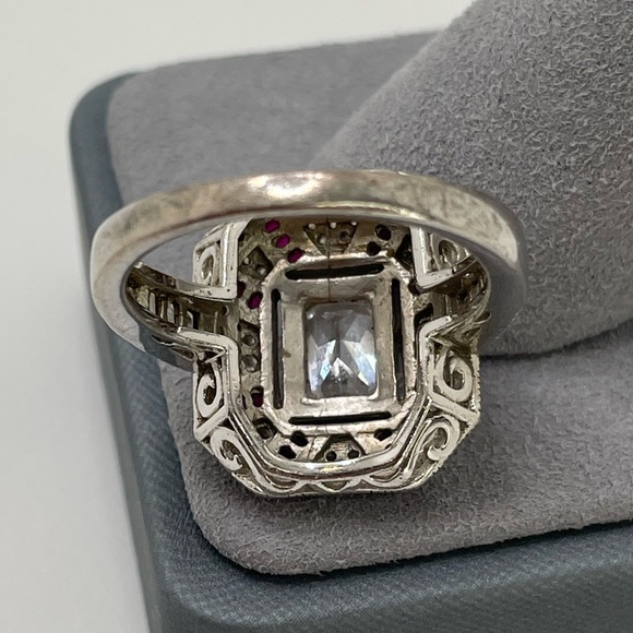 Prime Art & Jewel Art Deco Pink/Red Cubic Zirconia Ring Size 9 - Picture 4 of 12